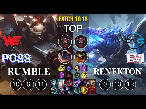 WE Poss Rumble vs DFM Evi Renekton Top - KR Patch 10.16