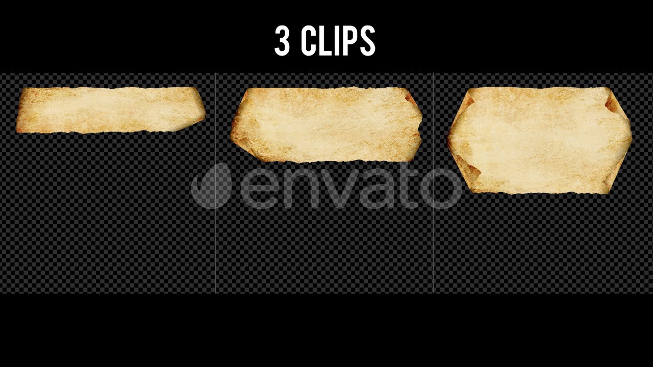 Ancient Old Parchment Paper Flutter on Transparent Background - Stock Video