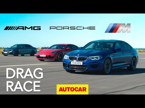 Drag race: BMW M5 v Mercedes-AMG E63 S v Porsche Panamera Turbo S E-Hybrid | Autocar