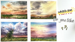 Watercolor skylover. Which one do you like best?