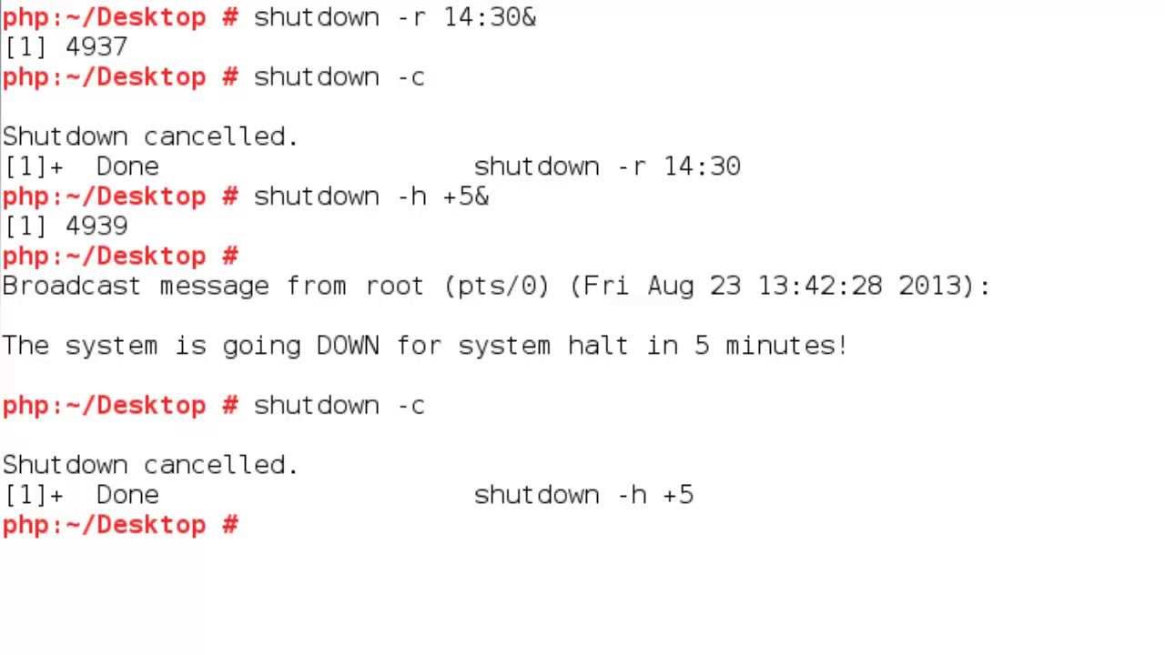 101.3 Using the shutdown command