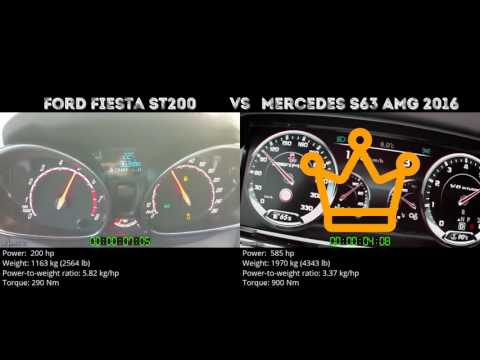 Ford Fiesta ST200 vs Mercedes S63 AMG 2016 // 0-100 km/h