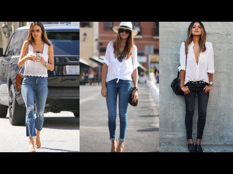 COMBINACIONES DE ROPA CON BLUSAS DE MODA de COLOR BLANCO Y JEANS / Fashion Lvoe