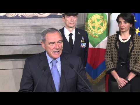 Il Presidente del Senato della Repubblica, Pietro Grasso, al termine delle consultazioni