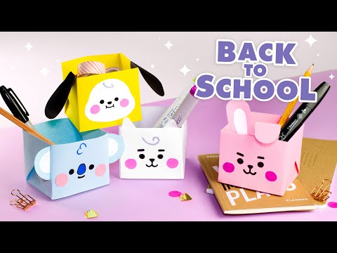 ОРИГАМИ ПОДСТАВКА ДЛЯ КАРАНДАШЕЙ ПУШИН ЛИСА И МЕДВЕЖОНОК DIY СНОВА В ШКОЛУ BACK TO SCHOOL