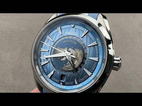 Omega Seamaster Aqua Terra 150M Worldtimer Review | 220.12.43.22.03.002 | Summer Blue Dial Details