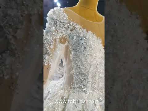 Long Sleeve Sweetheart Wedding Dress Ball Gown With...