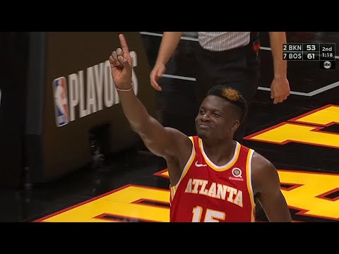 Clint Capela Gets ATL Crowd HYPED With The Dikembe Mutombo Finger Wag After Block On Julius Randle