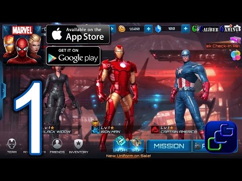 MARVEL Future Fight Android iOS Walkthrough - Gameplay Part 1 - Tutorial, Chapter 1 (NO IAP)