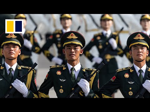 Chinese PLA soldiers rehearse for Victory Day parade