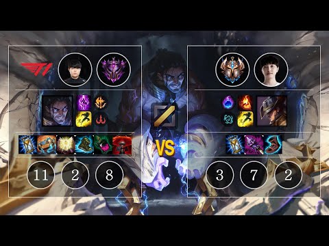 T1 Cuzz Sylas vs xiye Twisted Fate Mid - KR Master Patch 10.11