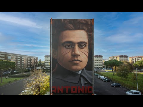 Street Art, Jorit dipinge Gramsci in via Antonio Canova a Firenze