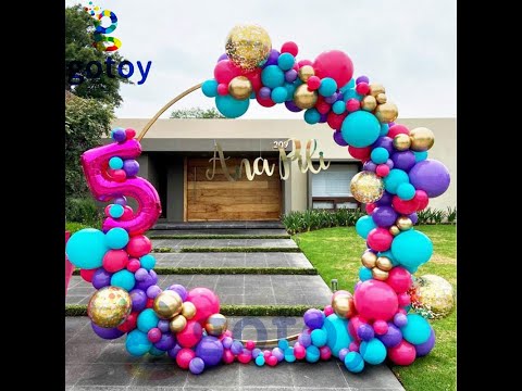 How to install the Large Metal Balloon Arch Stand Kit-Golden Round, Φ7.2Ft (2.2m)