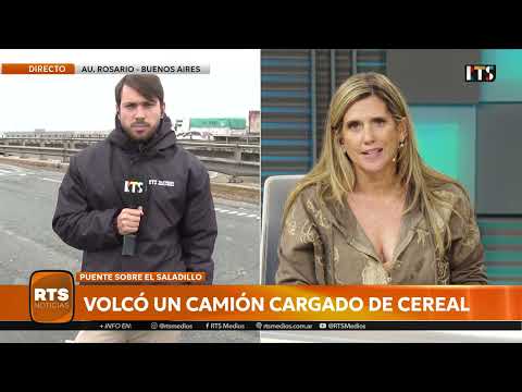 CAOS EN EL INGRESO | Volcó un camión con maíz en la autopista Rosario-Buenos Aires