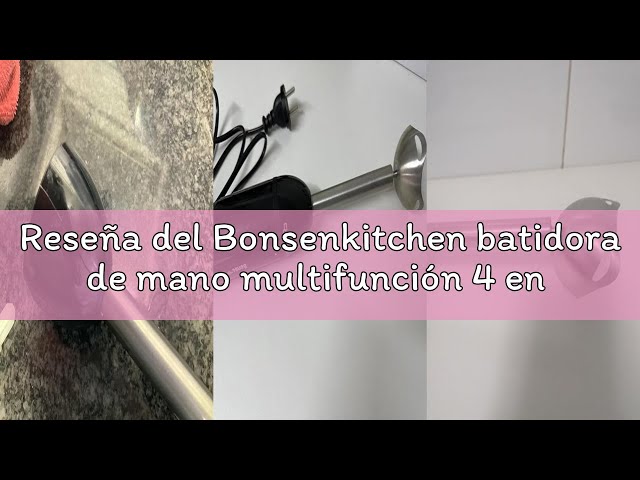 Vídeo relacionado con Bonsenkitchen batidora de mano multifunción 4 en 1 1000 W, 20 velocidades ajustables, con batidor, picadora de 500 ml y vaso medidor de 700 ml, procesador de alimentos