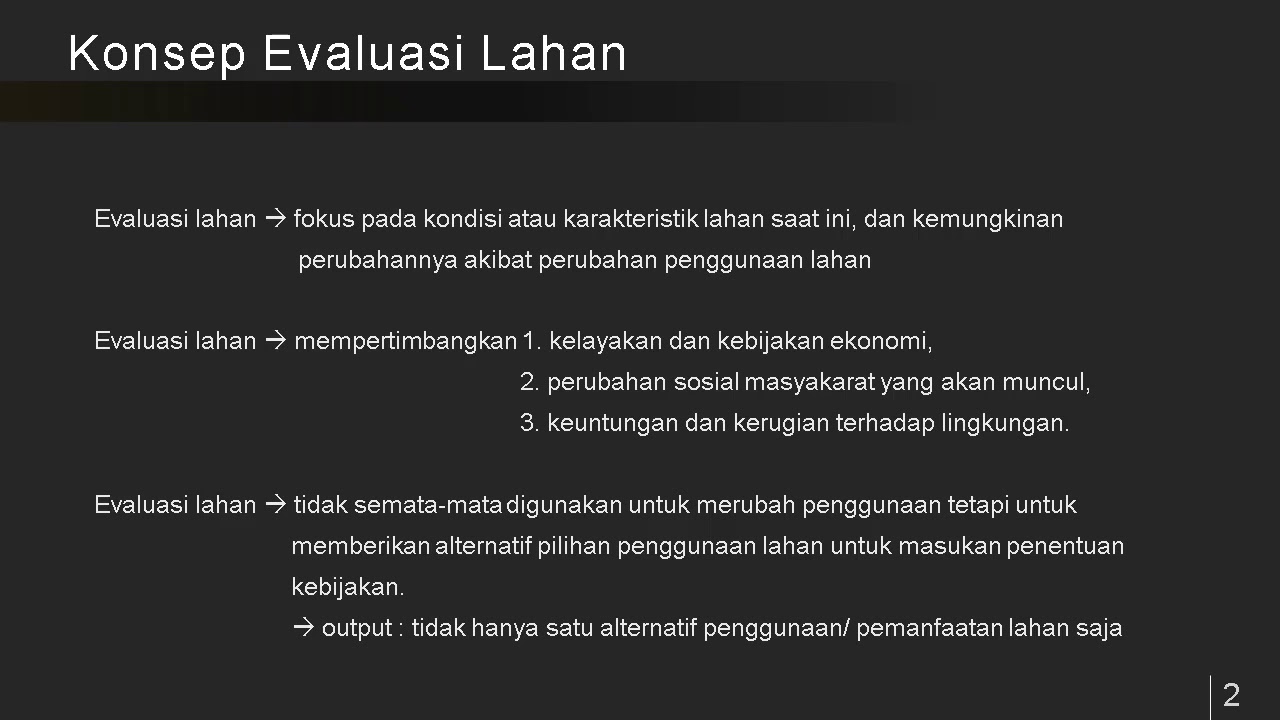 Konsep, Prinsip, dan Metode Evaluasi Sumberdaya Lahan