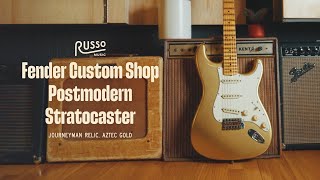 Video thumbnail for Fender Custom Shop Postmodern Stratocaster Journeyman Relic Maple, Aged Aztec Gold by Russo Music