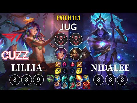 T1 Cuzz Lillia vs Nidalee Jungle - KR Patch 11.1