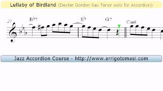 Lullaby of Birdland - Dexter Gordon Tenor Sax Solo for Accordion (Jazz Sheet music)