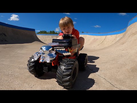 Running RC Boneshaker Monster Truck At The Skatepark
