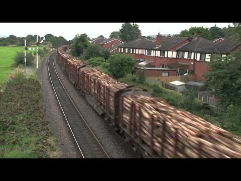 66841 on 6J37, 12:29, Carlisle Yard - Chirk Kronospan loaded timber