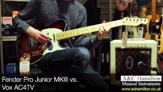 Video thumbnail for Fender Pro Junior MkIII vs. Vox AC4TV Amp Comparison - A&C Hamilton by A&C Hamilton Musical Instruments