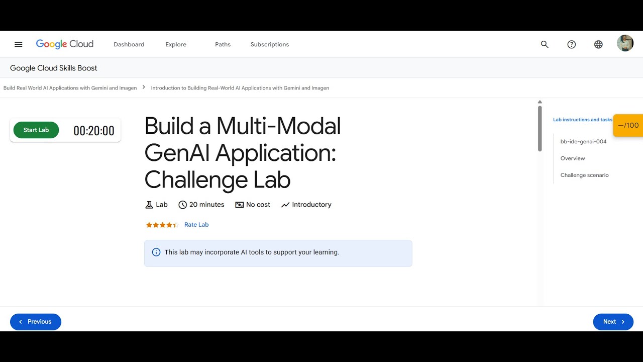 Build a Multi-Modal GenAI Application: Challenge Lab | bb-ide-genai-004 |