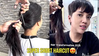 Download lagu SUPER SHORT HAIRCUT | Hairstyle Transformation 2025 | POTONG RAMBUT BONDOL ABIS 😱 | Short Pixiecut mp3