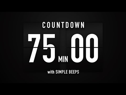75 Minute Countdown Timer 🕙 Flip Clock with Simple Beeps 🔊🖤