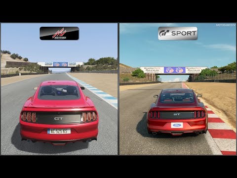 Assetto Corsa vs Gran Turismo Sport - 2015 Ford Mustang GT at Laguna Seca Comparison