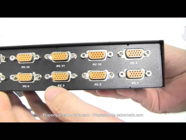 Vídeo relacionado con Conmutador KVM de 16 puertos, consola KVM VGA 16 x 1 con 16 cables IR remoto y orejas compatibles con HD1080P 1U