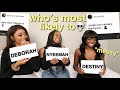 WHO'S MOST LIKELY TO DATE A RACIST?? (it's me y'all)