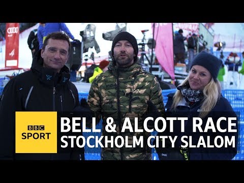 Ski Sunday's Graham Bell & Chemmy Alcott race Stockholm City Slalom - BBC Sport