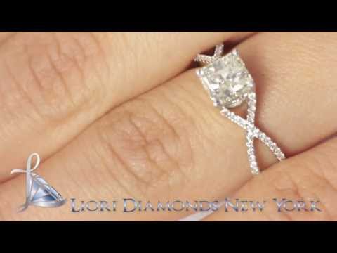 ER-0438 - 1.23 Carat H-VS2 Certified Radiant Cut Diamond Engagement Ring 18k White Gold