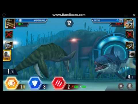 Jurassic World: The Game - Aquatic Player Duel Battle 29 - EDESTUS And MOSASAURUS