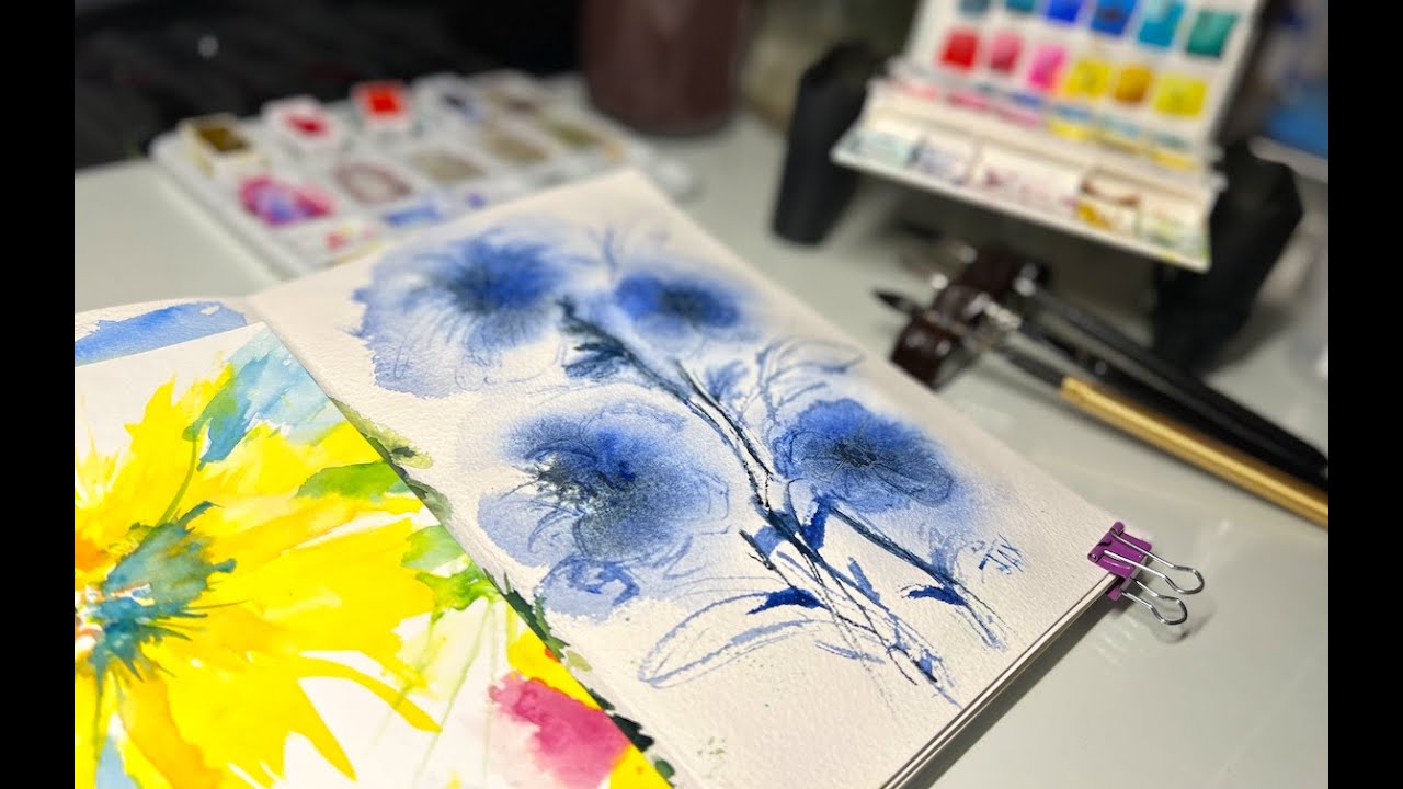 Painting Abstract Loose watercolor Flowers for Beginners