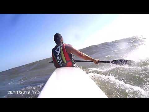 Downwind surf ski paddling,50kph winds.moreton bay. #oceanski #fennelite #downwindoceanski