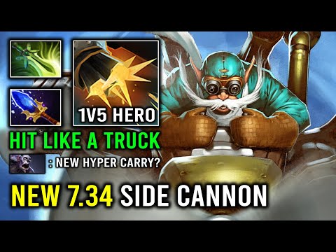 NEW 7.34 ROCKET BARRAGE Hit Like a Truck Side Cannon 1v5 Gyrocopter Hyper Carry Dota 2