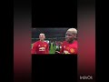 Paul Pogba laughs at Zlatan Ibrahimovic. 