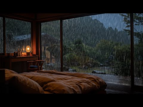 Gentle Rain in Cozy Garden Bedroom 🌧️ Rain on Dark Forest for Study & Deep Sleep