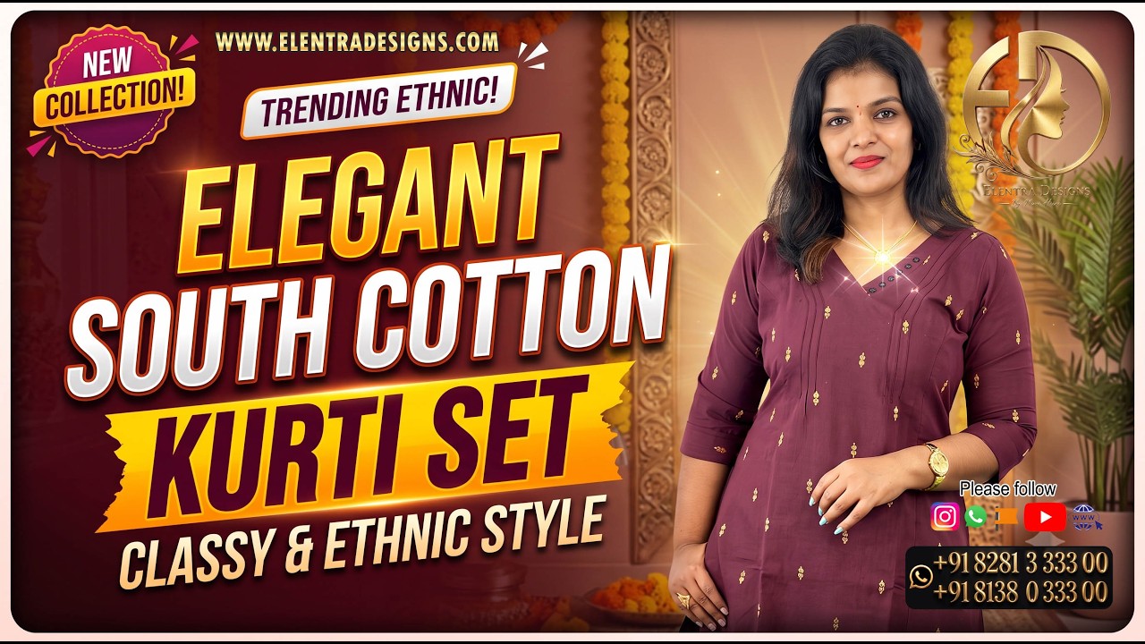 Elegant South Cotton Kurti Set for Women ✨ Occasion Wear | Elentra Designs #kurtiset #elegant
