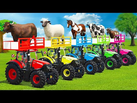 LOAD BUFFALO, SHEEPS, HORSES, COWS, GOATS & TRANSPORT WITH CASE COLORED TRACTORS - FS25