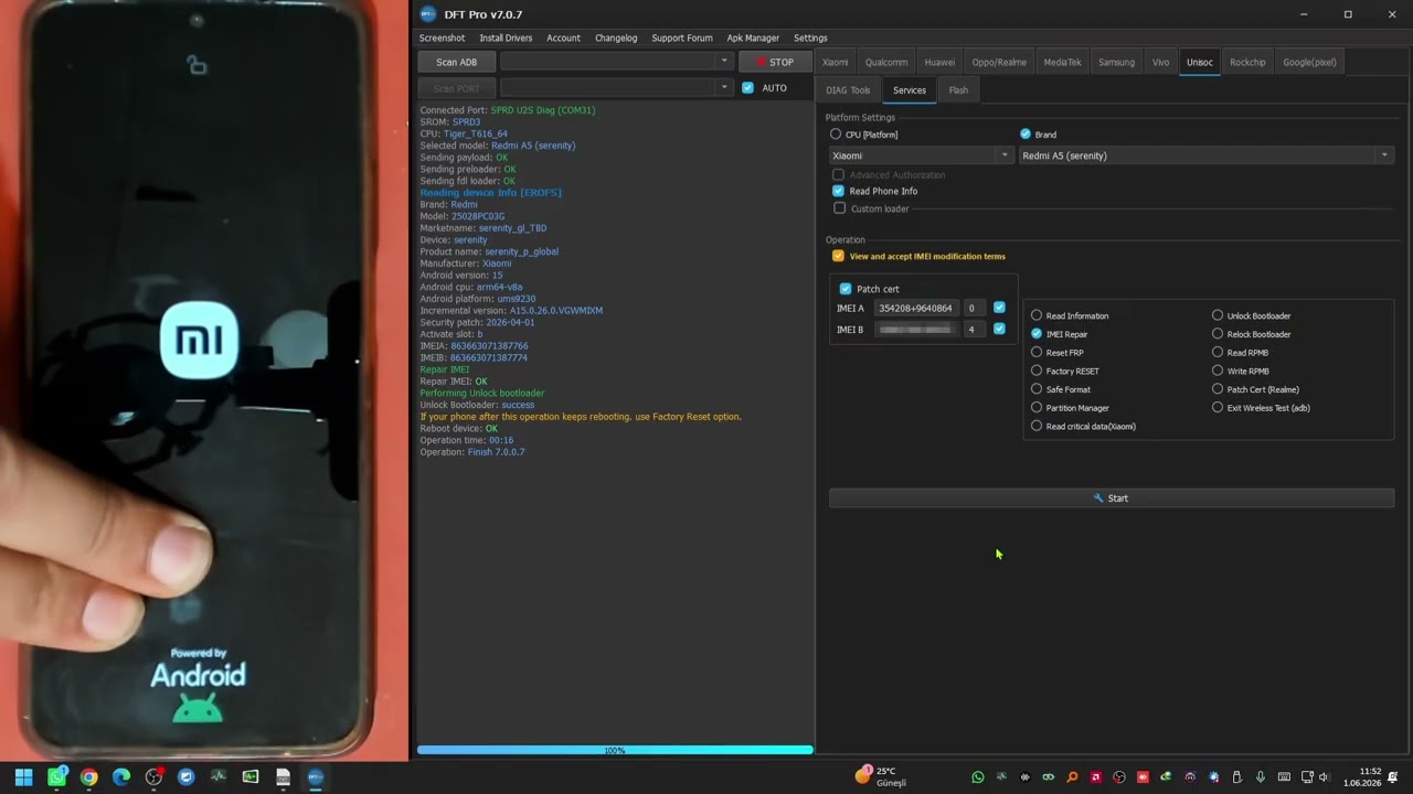 طريقة اصلاح ايمي لجهاز Redmi 5A للخطين الأول والثاني بخطوات بسيطة