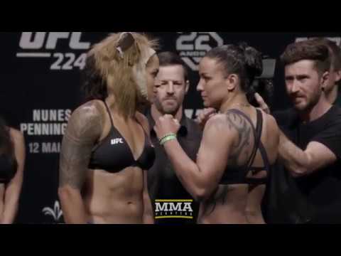 UFC 224: Amanda Nunes Wears Lion Mask For Weigh-in Staredown With Raquel Pennington - MMA Fighting