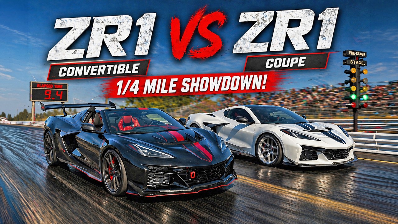 Corvette C8 ZR1 Coupe vs Convertible 1/4 Mile Drag Race Comparison