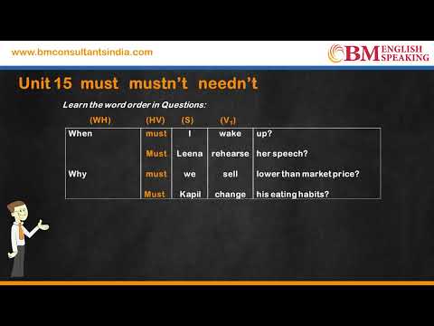 UNIT 15 How to use Must  or  Mustn't  &  Needn't English Grammar Lessons   2020