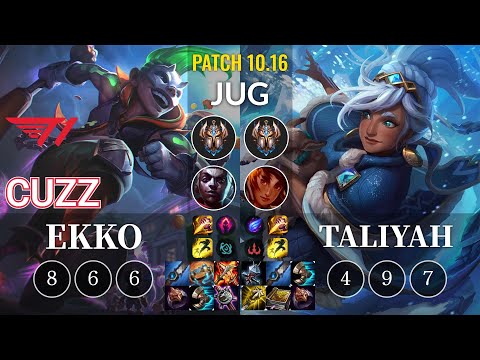 T1 Cuzz Ekko vs Taliyah Jungle - KR Patch 10.16