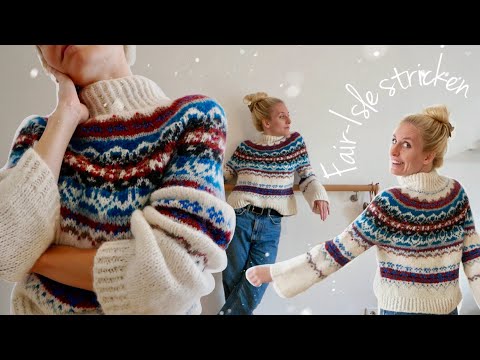 Join me for the first time to knit a multicolored Fair Isle sweater with a round yoke 😱 Tutorial-...