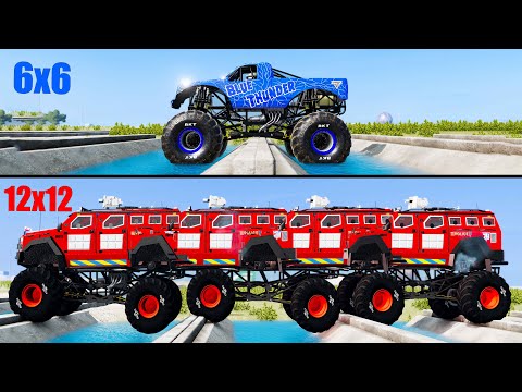 Long vs Normal Monster Truck (4х4 vs 12x12) #4 - Beamng drive