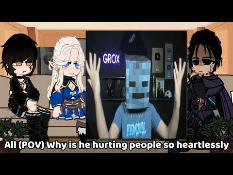 [NTR] Bad ending party React to Lihan as GROX 1,000,000 Villager MANHUNT | Minecraft gacha reacts